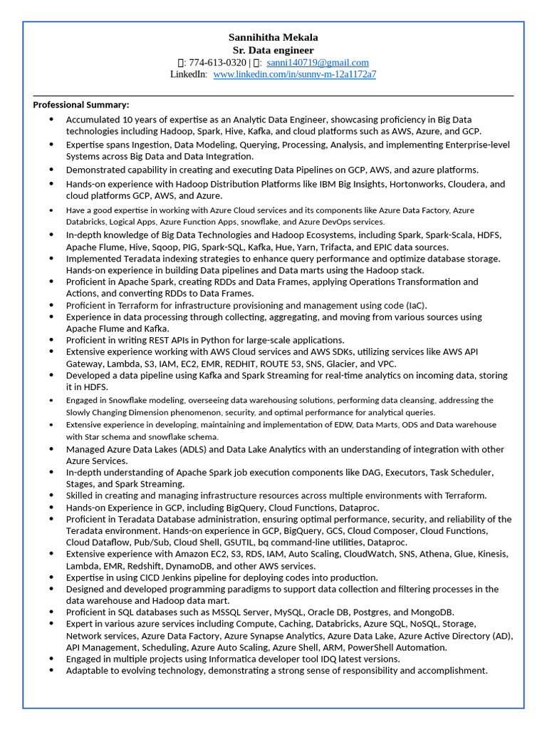 Sannihitha Data Engineer | PDF