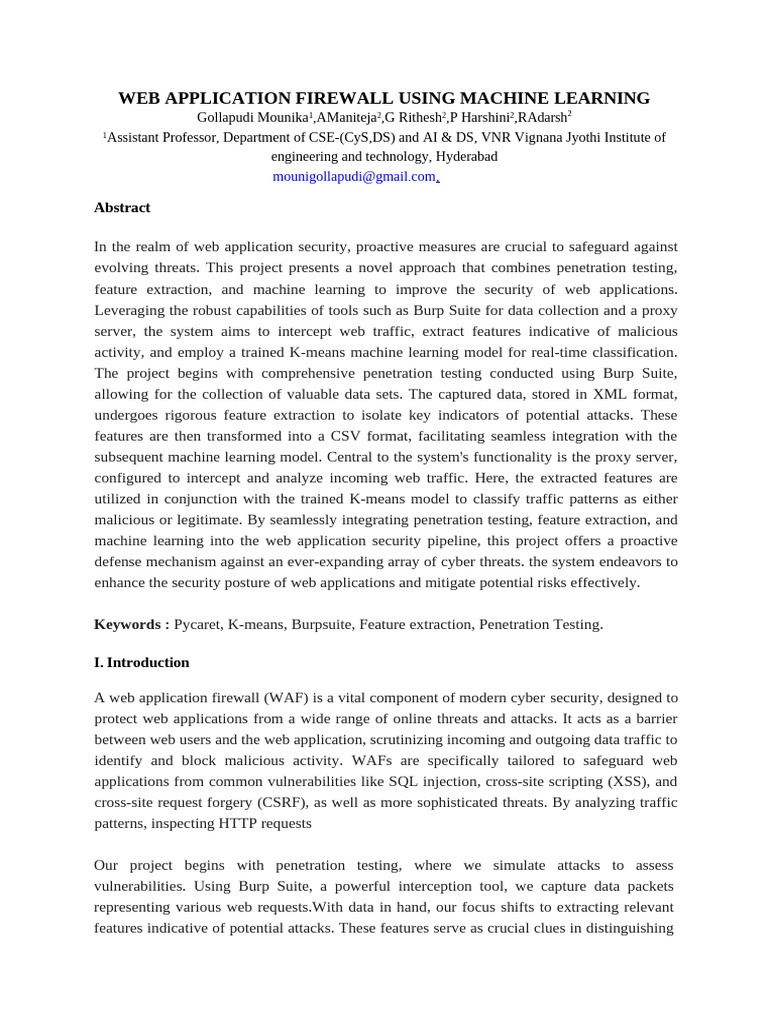 Web Application Firewall - Mounika - VJIET - 12 | PDF