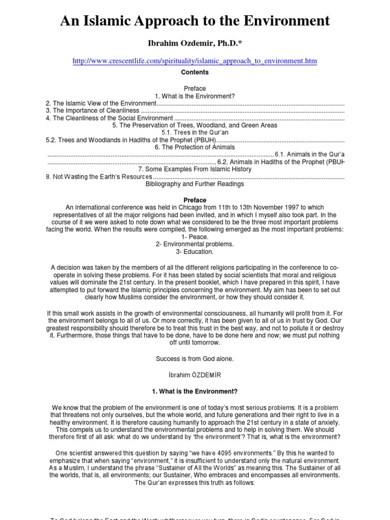 An Islamic Approach To The Environmen1 | PDF | Prophets And Messengers ...