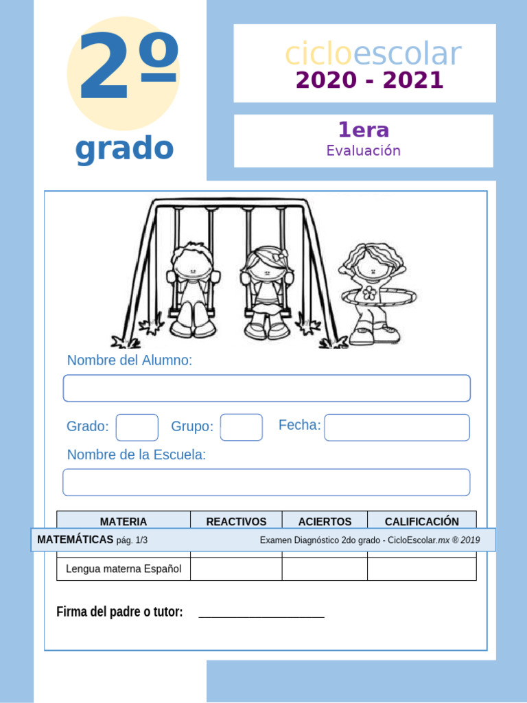 Examen_diagnostico_segundo_grado_2019-2020 | PDF