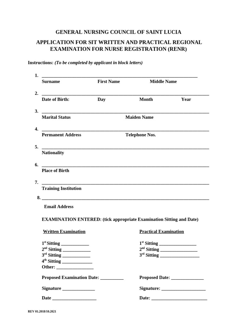 Renr Written and Practical Application Form | PDF | Finance & Money ...