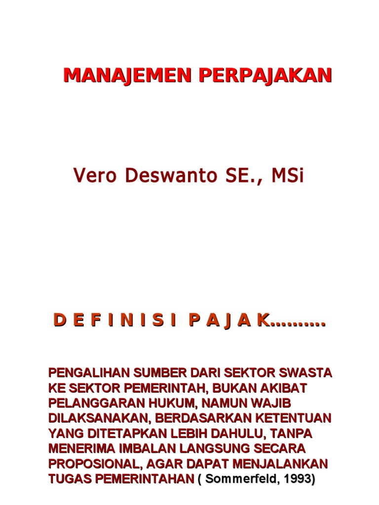 Manajemen Perpajakan dan Sistem Pajak | PDF