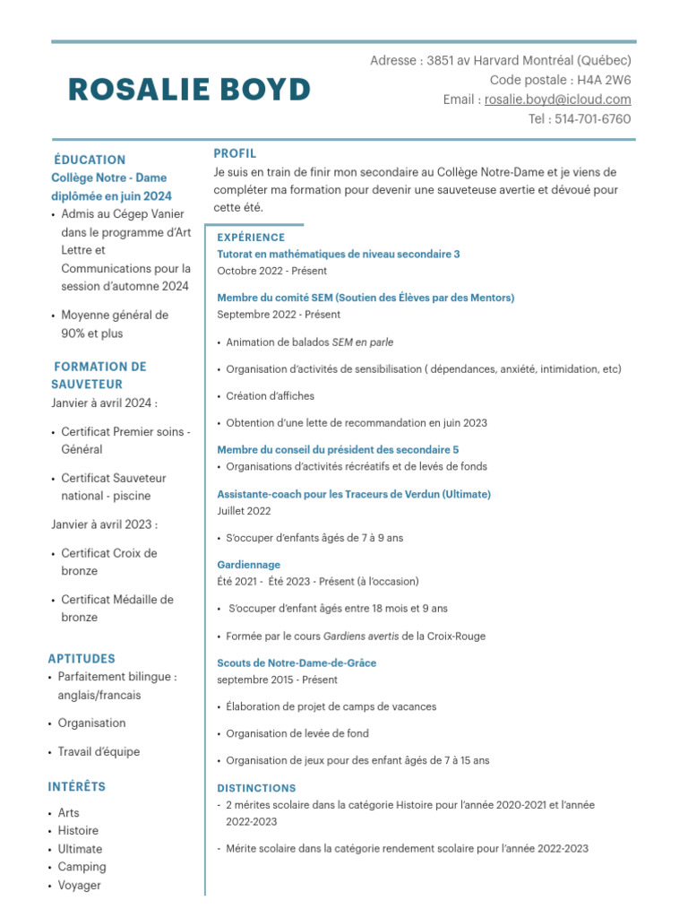 CV Rosalie | PDF