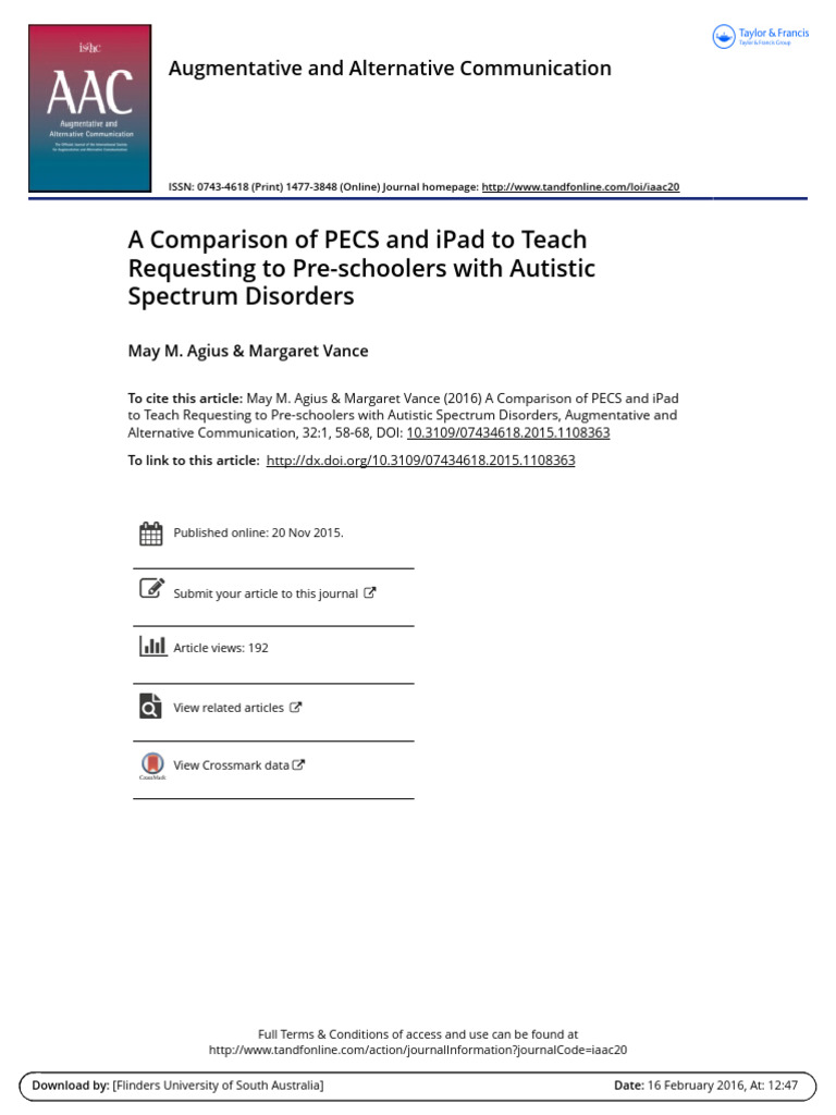 A Comparison Of Pecs And Ipad To Teach Pdf