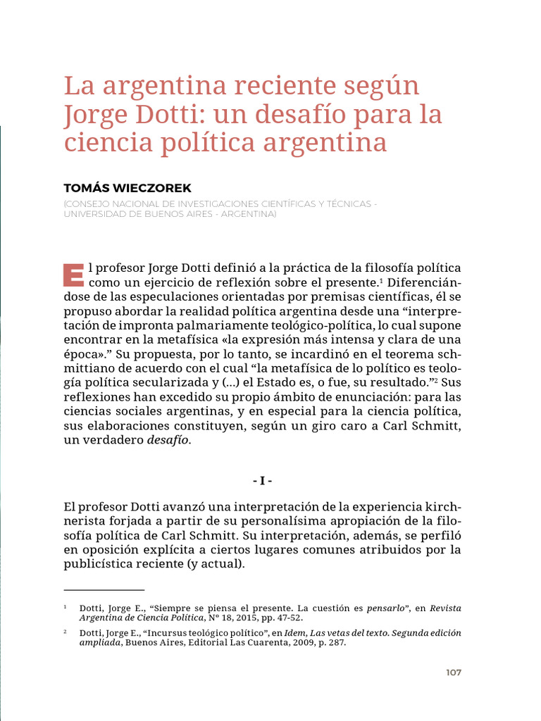 La Argentina Reciente Según Jorge Dotti | PDF