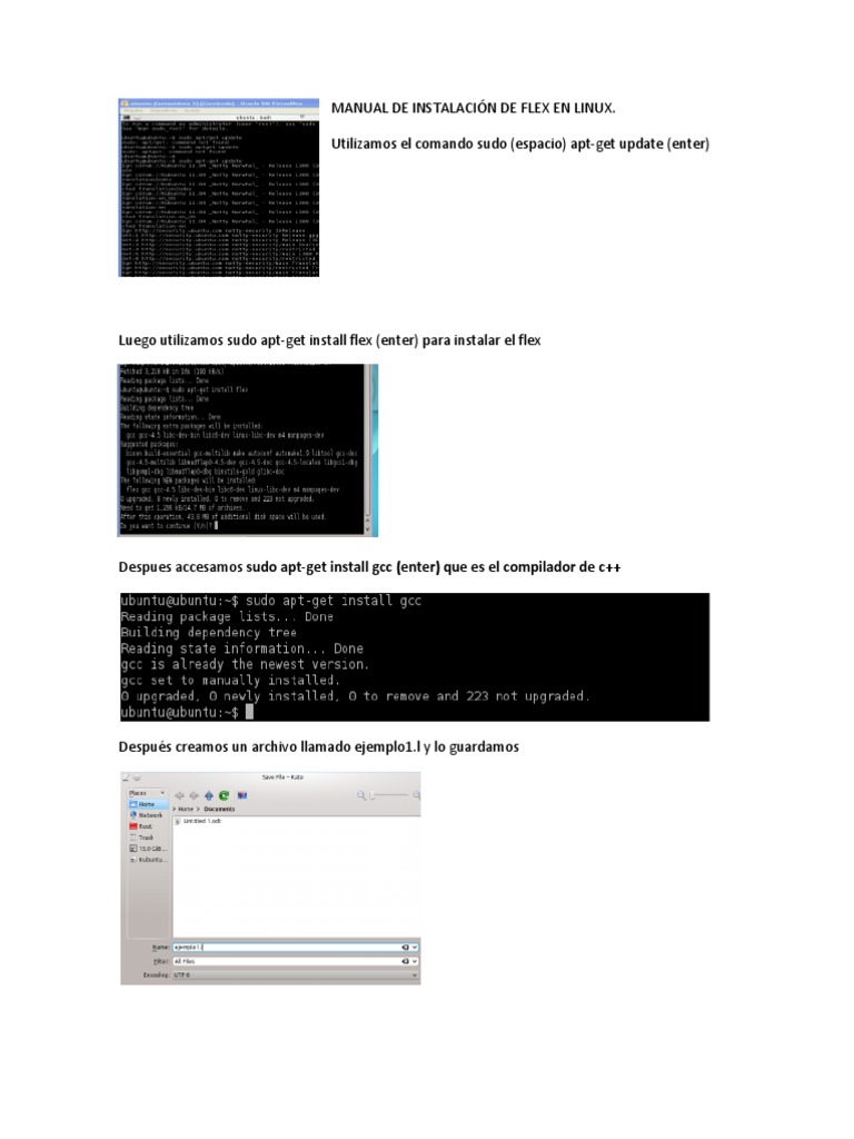 Instalación de Flex y GCC en Linux | PDF