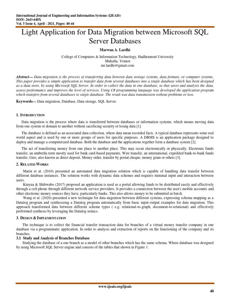Light Application For Data Migration Bet | PDF