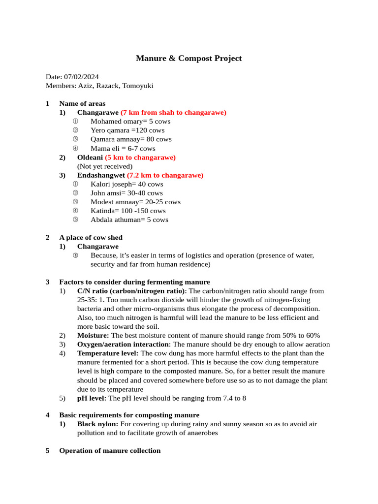 Manure Collection Meeting 20240207 | PDF