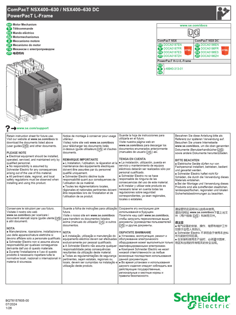 Motor Mechanism Instruction Sheet BQT6157605 00 | PDF