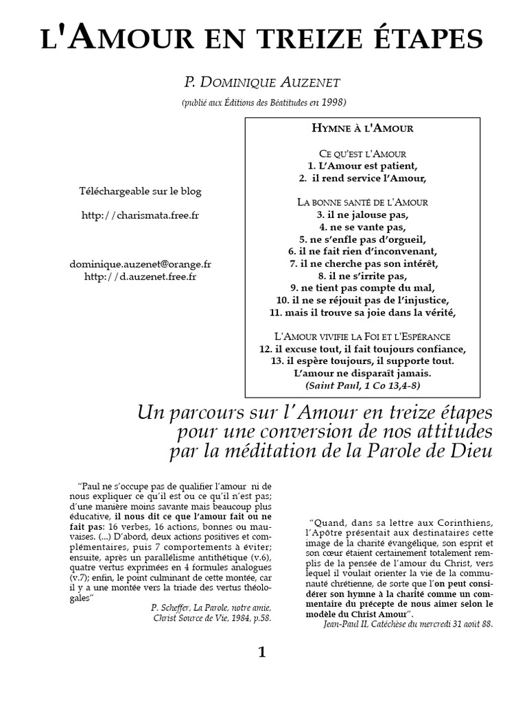 L'Amour en Treize Étapes | PDF | Amour | La patience