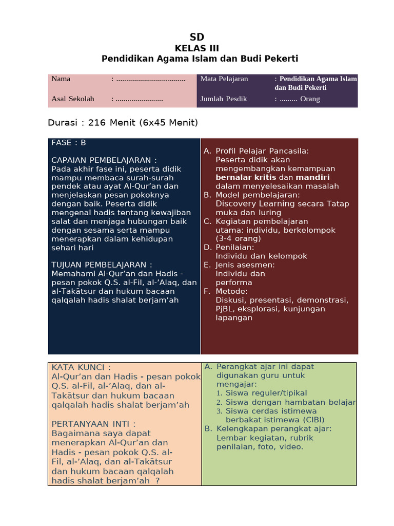Modul Pai Kelas 3 Pdf