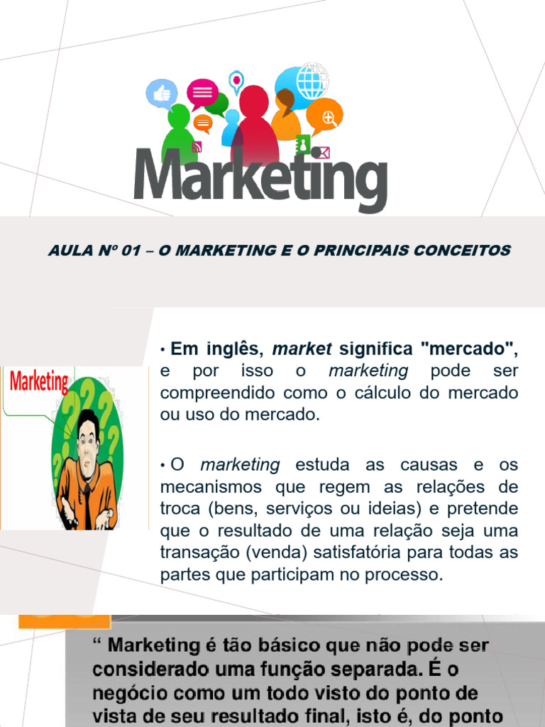 Aula Nº 01 - O Marketing e Os Principais Conceitos - Power Point e ...