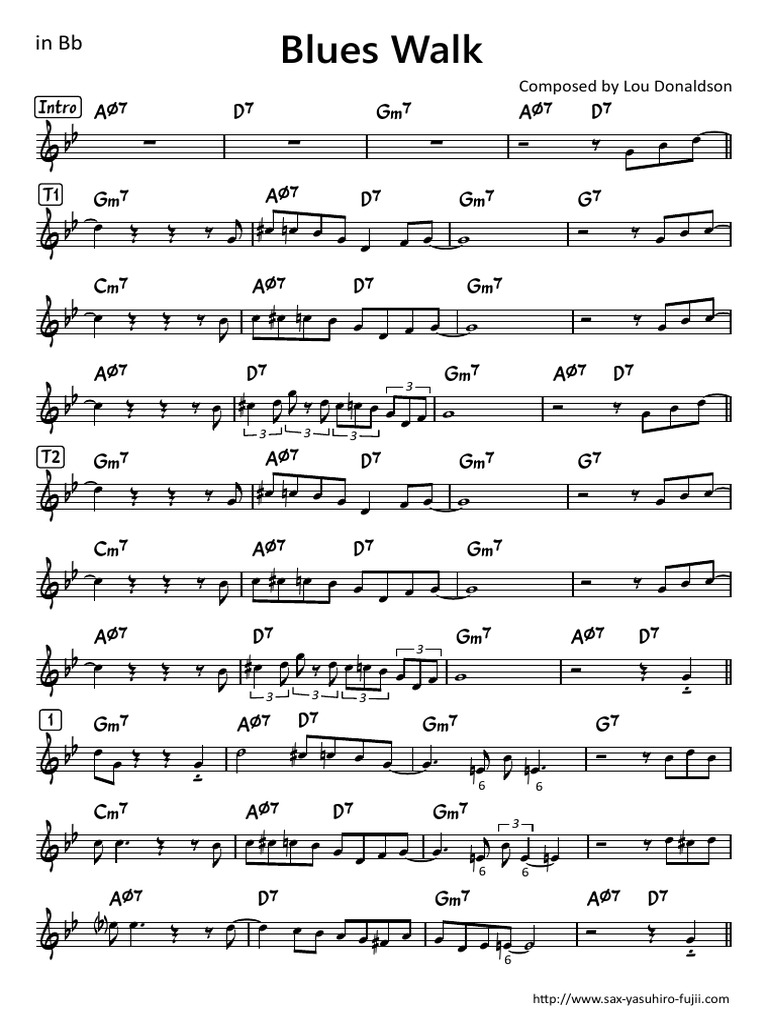 Blues Walk - Easy Solo Example For Tenor Sax | PDF