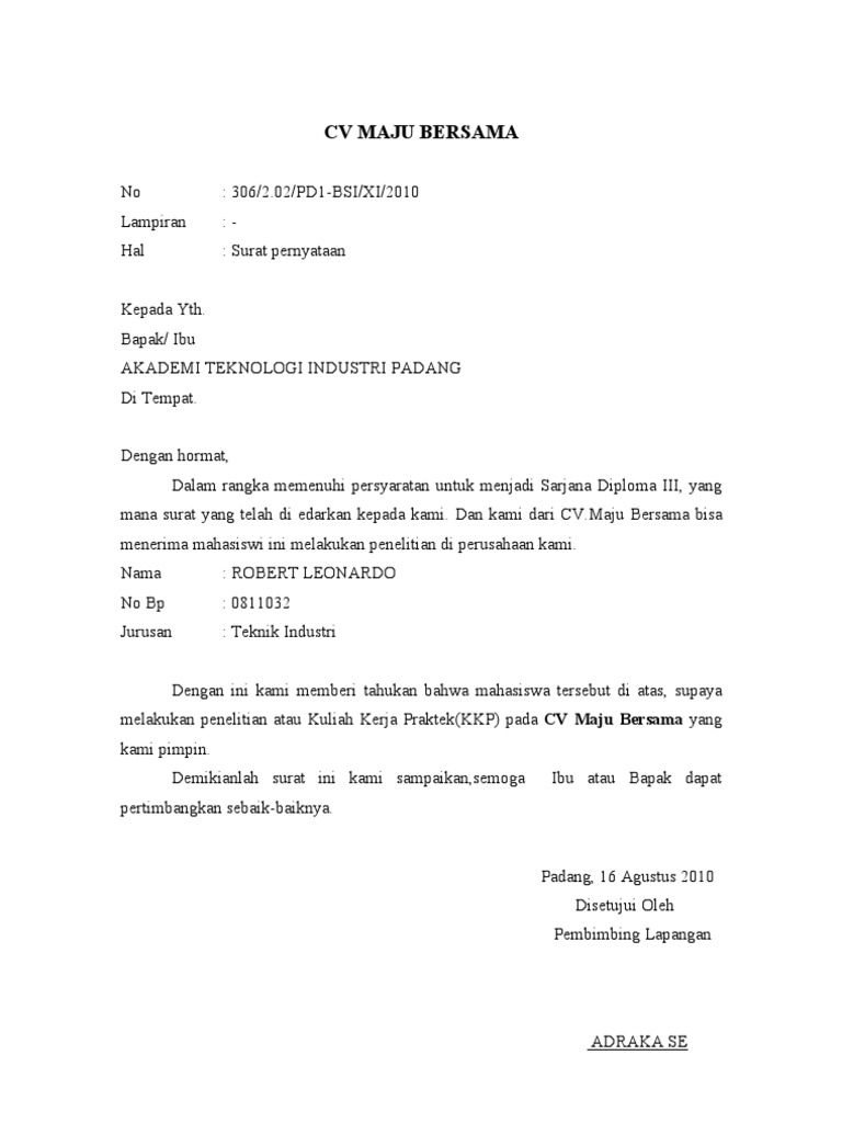 Contoh Surat Balasan Dari Tempat Penelitian