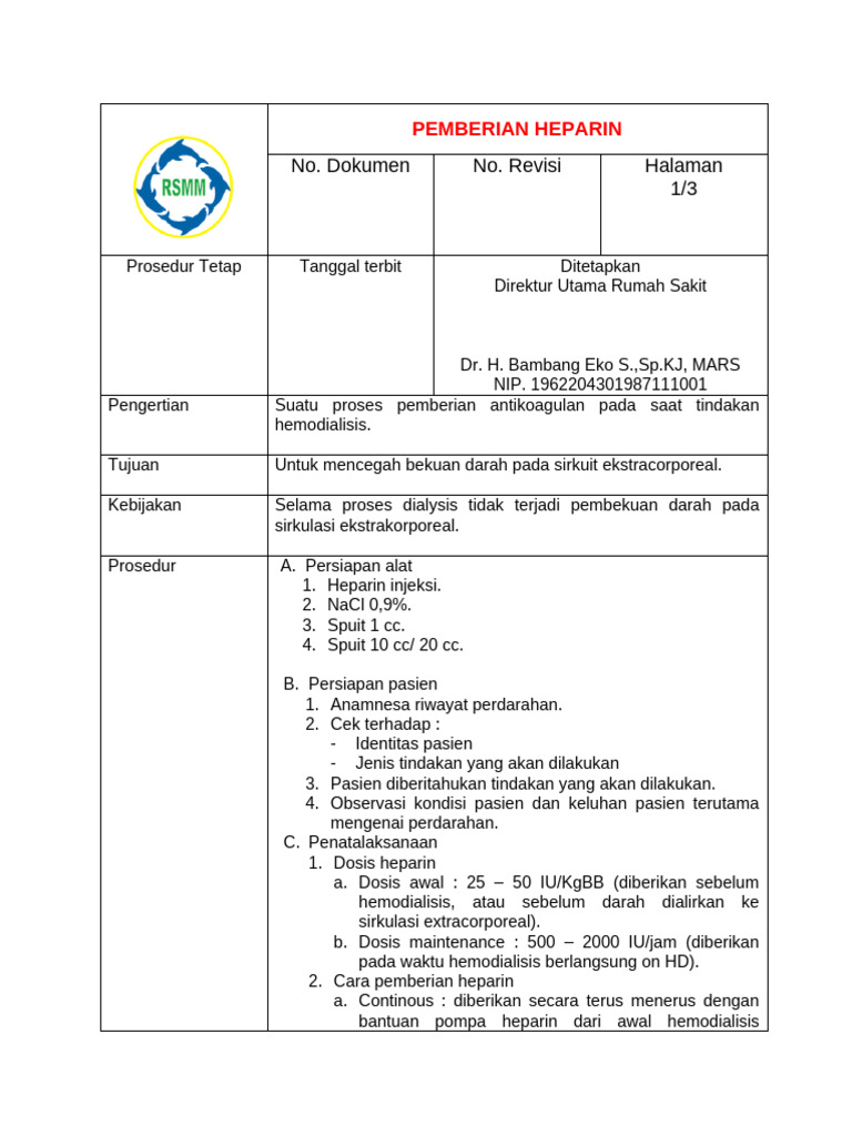 Pemberian Heparin | PDF