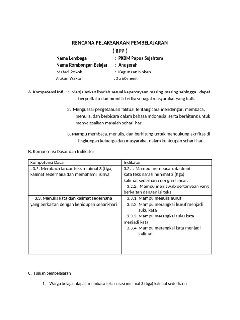 CONTOH RPP Jadi | PDF