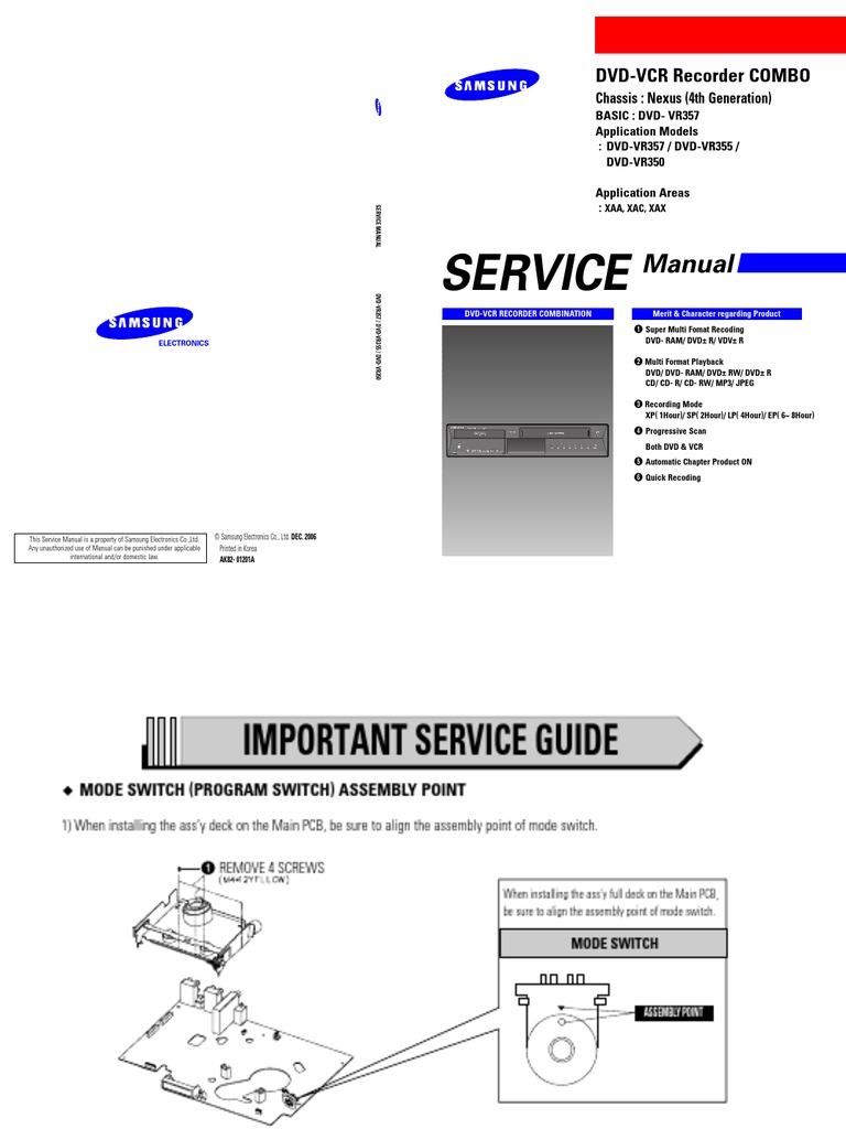 Samsung DVD Vr350 Vr355 Vr357 Chassis Nexus 4th Gen Et | PDF |  Electrostatic Discharge | Electrostatics