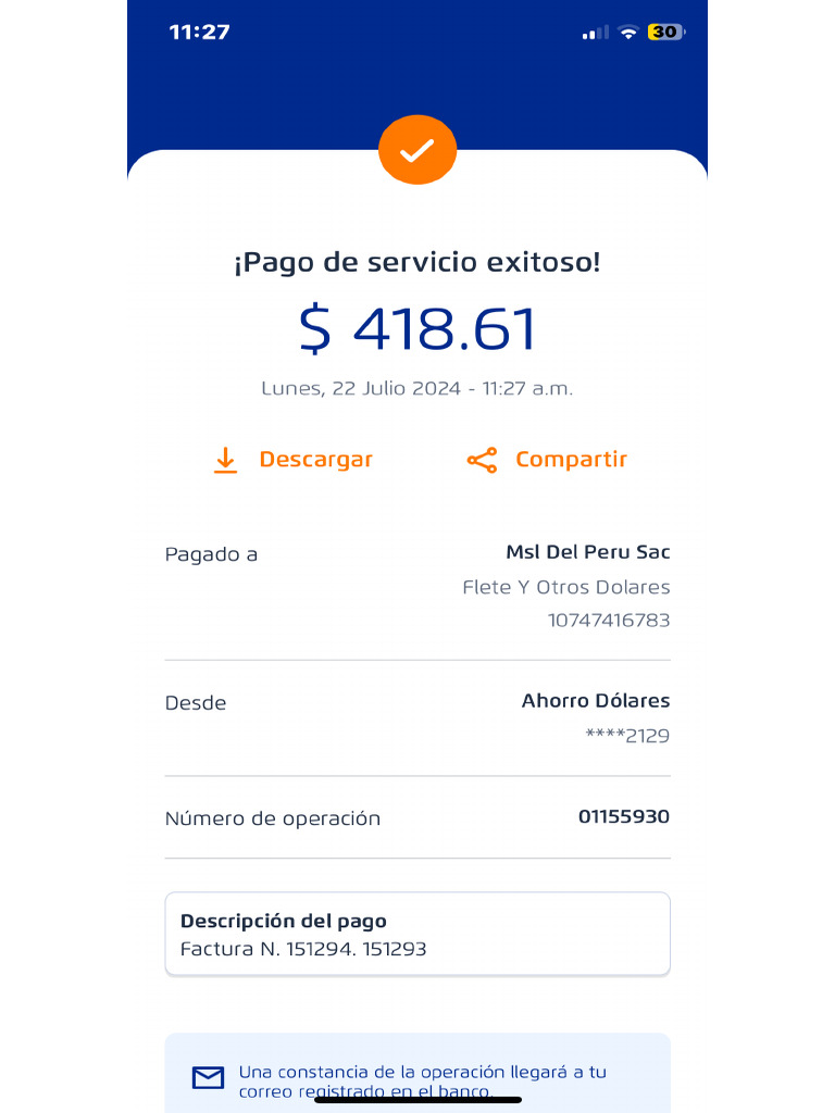 Msl Del Peru Sac Factura N 151294 151293 PDF