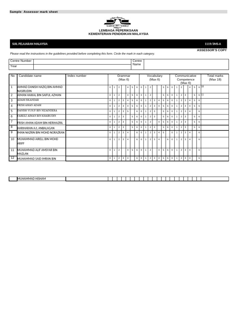 Speaking spm sample assessment form pdf