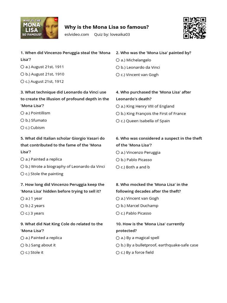 Why Is The Mona Lisa So Famous | PDF