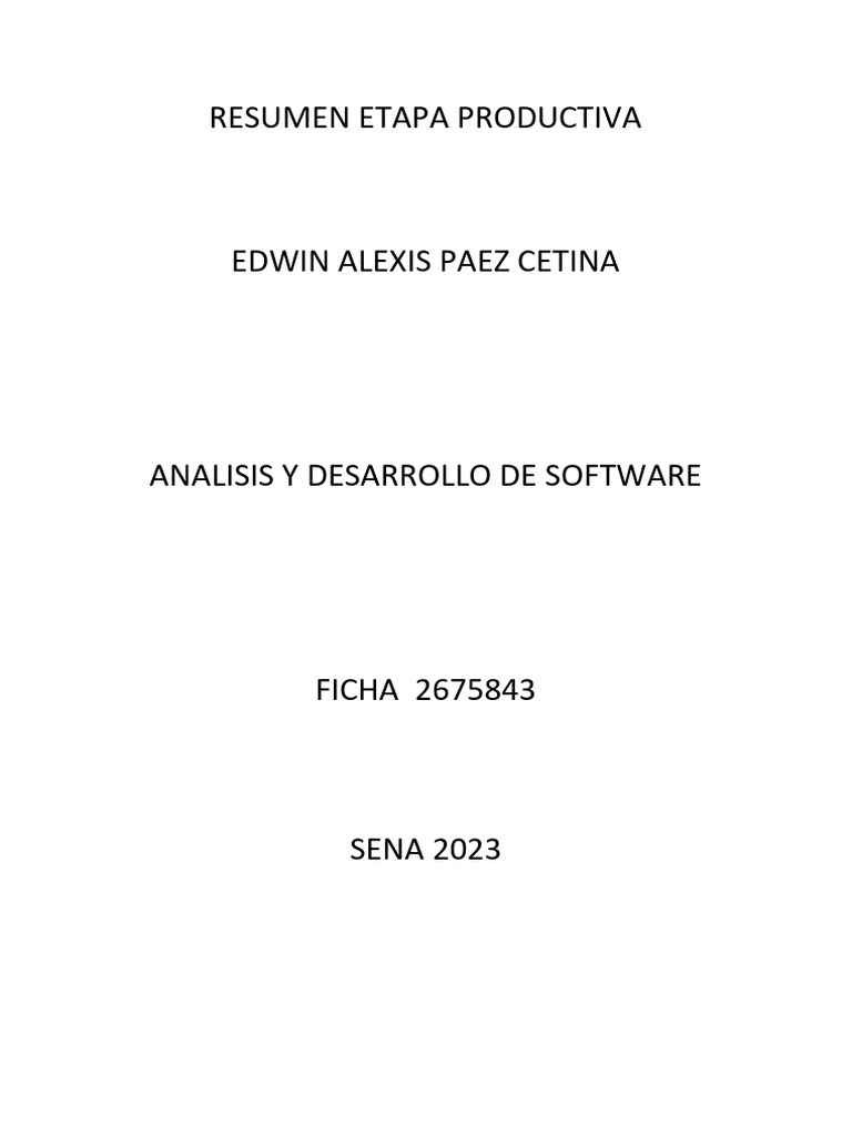Resumen Etapa Productiva | PDF