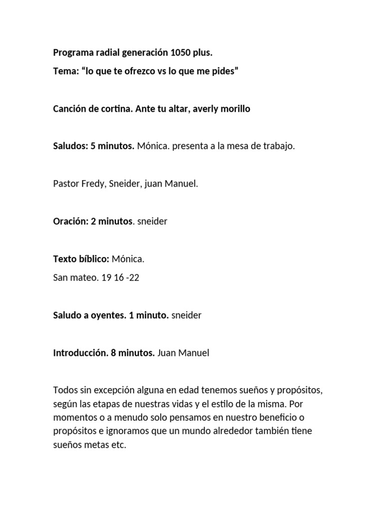 Progama Generacion 1050 Plus 11 de Mayo | PDF