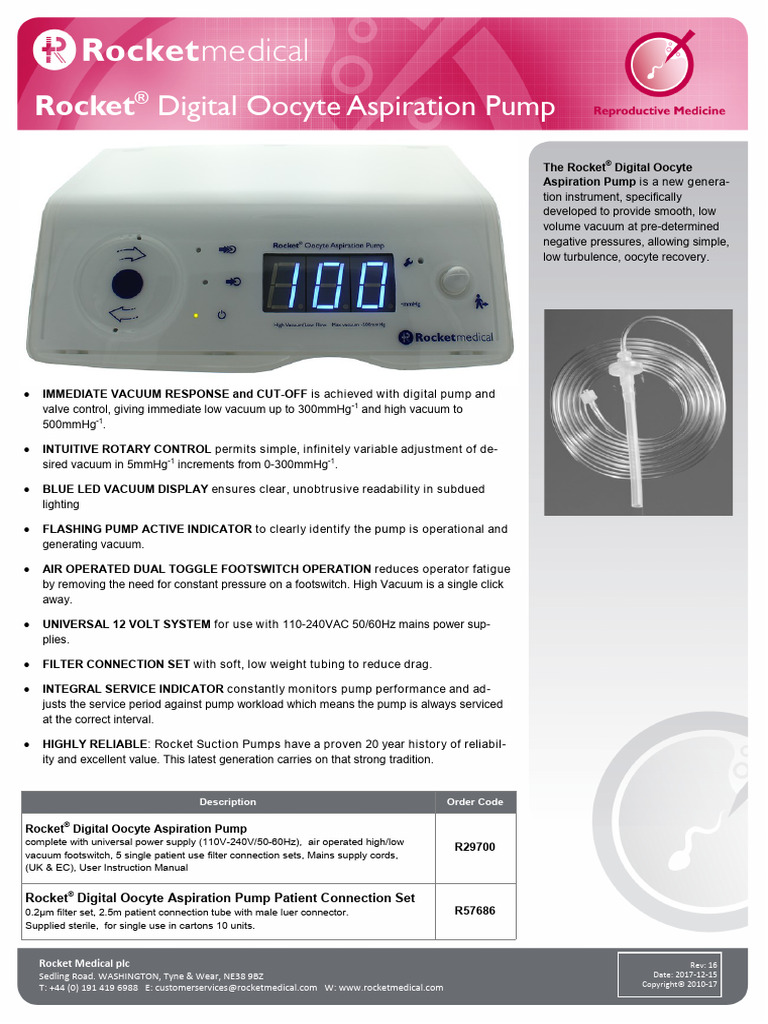 Rocket Digital Oocyte Aspiration Pump | PDF