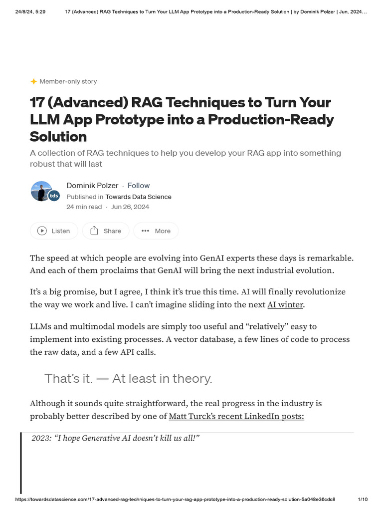17 (Advanced) RAG Techniques To Turn Your LLM App Prototype Into A ...