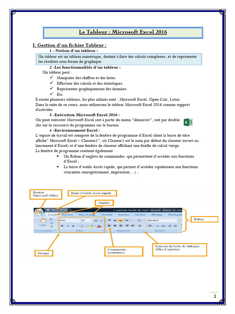 Les Tableurs MS Excel | PDF