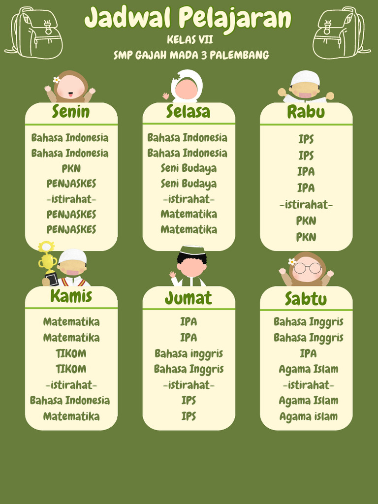 Hijau Dan Krem Imut Jadwal Pelajaran A4 Dokumen | PDF