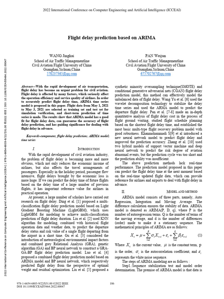 Flight Delay Prediction Based On ARIMA | PDF