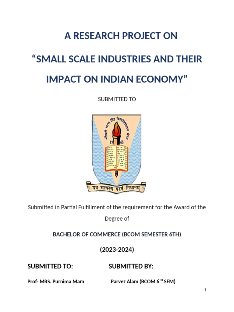 Small Scale Industries and Thier Impact On Indian Economy | PDF | Small ...
