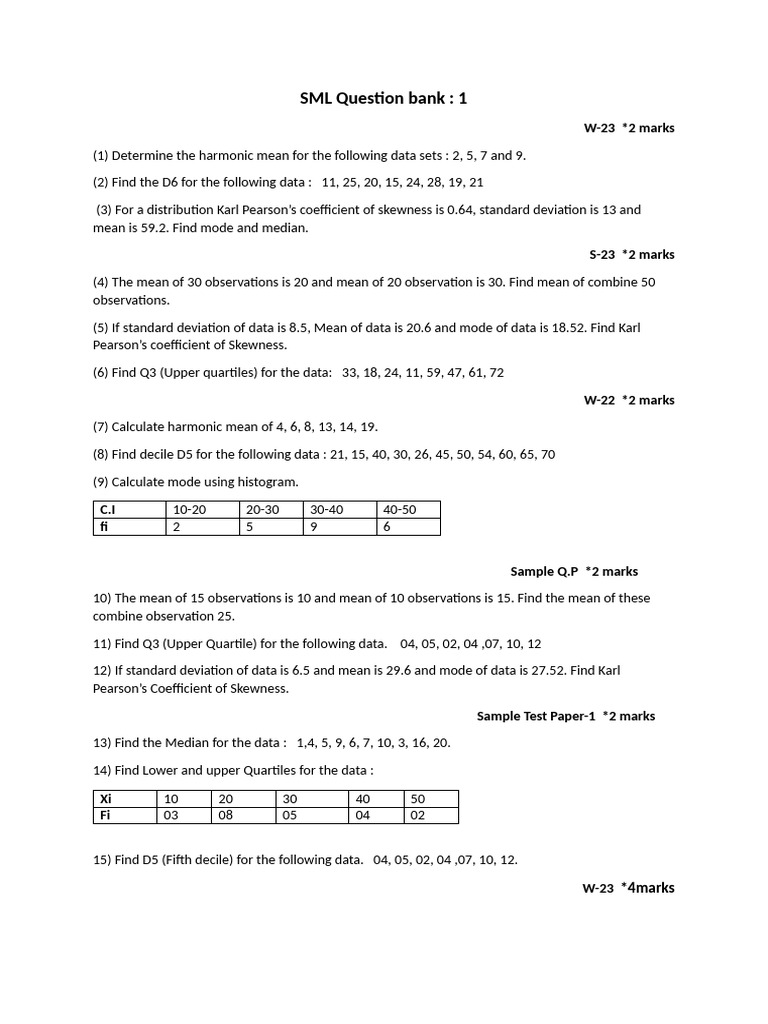 SML Q Bank 1 | PDF