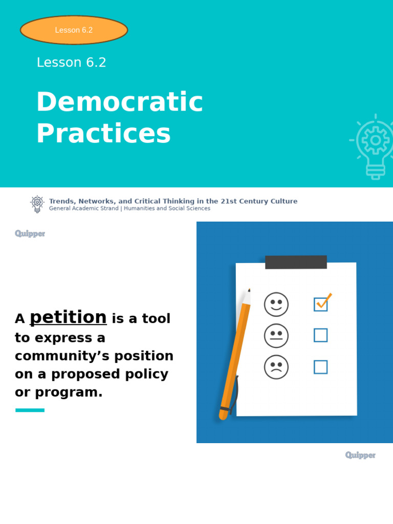 Lesson 6.2 Democratic Practices | PDF