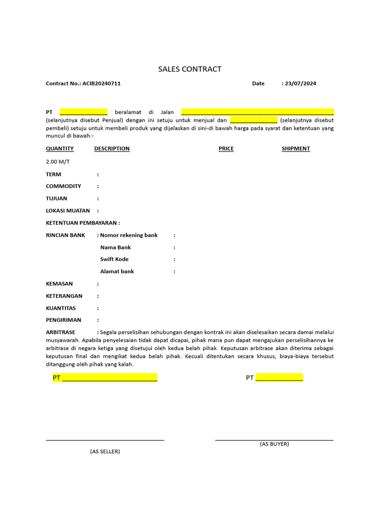 Sales Contract | PDF | Law