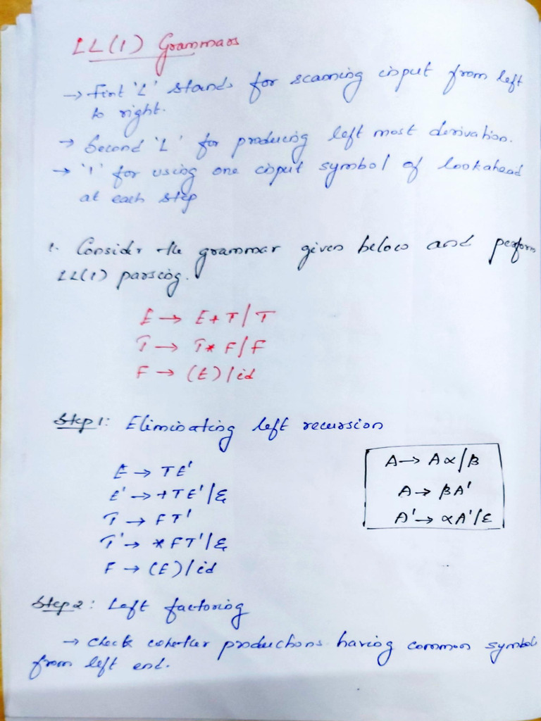 13-LL (1) Grammars - Shift Reduce Parsers-09-08-2024 | PDF