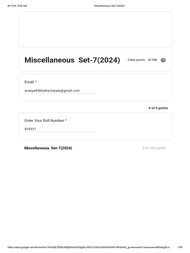 Miscellaneous Set-7 (2024) Sol - 100140 | PDF