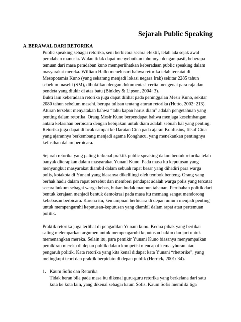 Sejarah Public Speaking dan Retorika | PDF