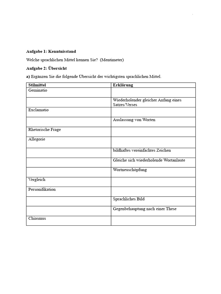 Deutsch (Sprachliche Mittel) | PDF
