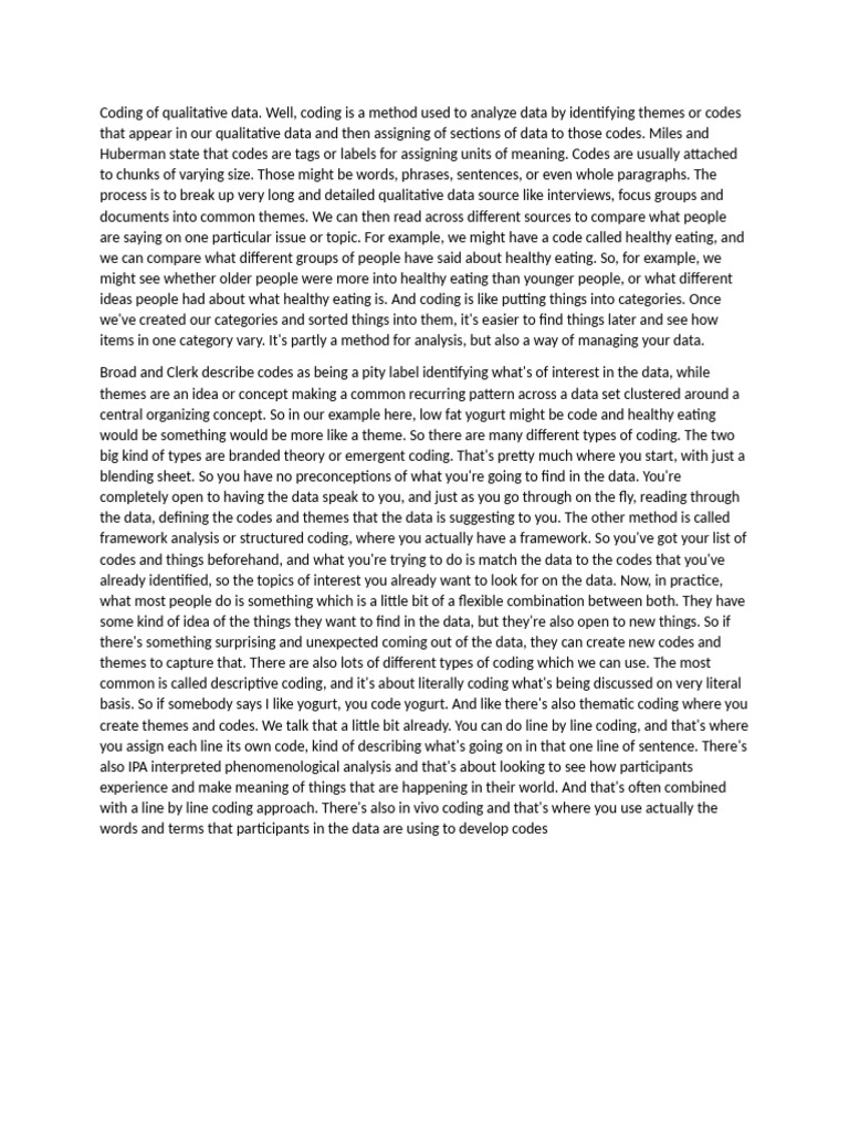 Coding of Qualitative Data | PDF