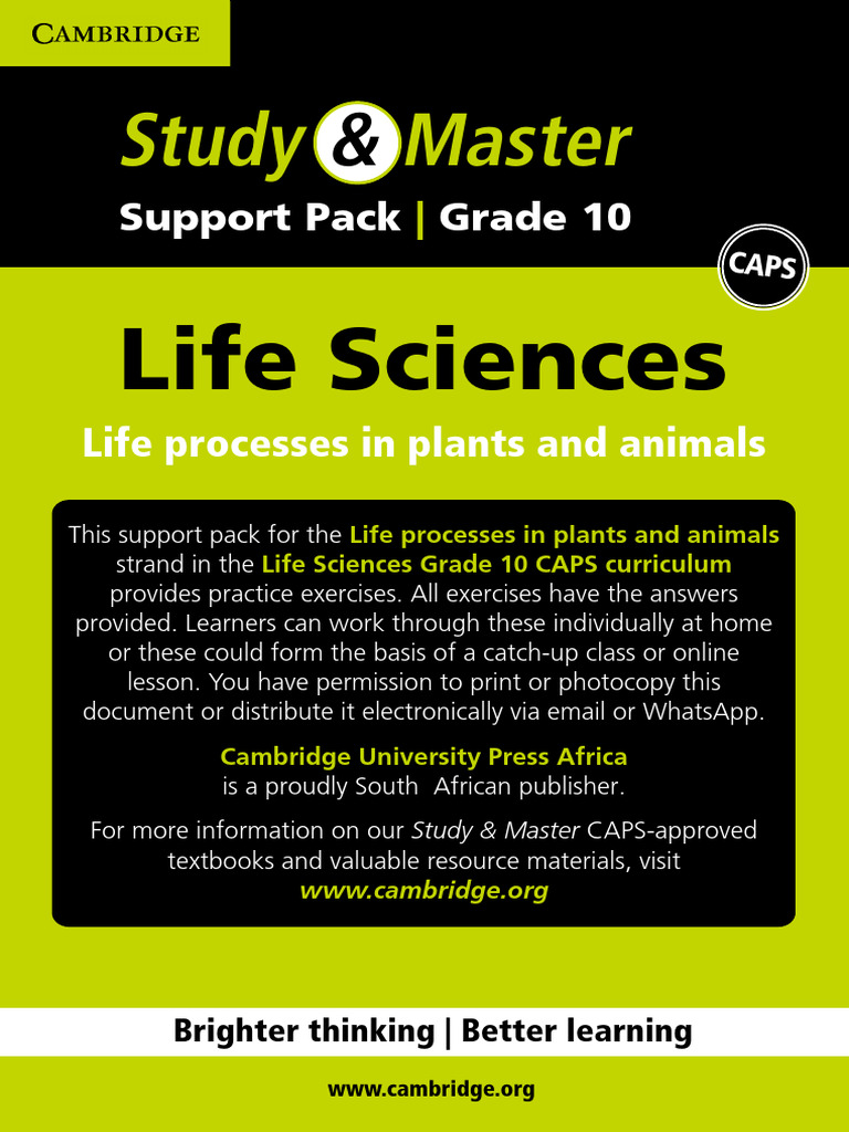Practice Exercises For Life Processes in Plants and Animals Grade 10 | PDF