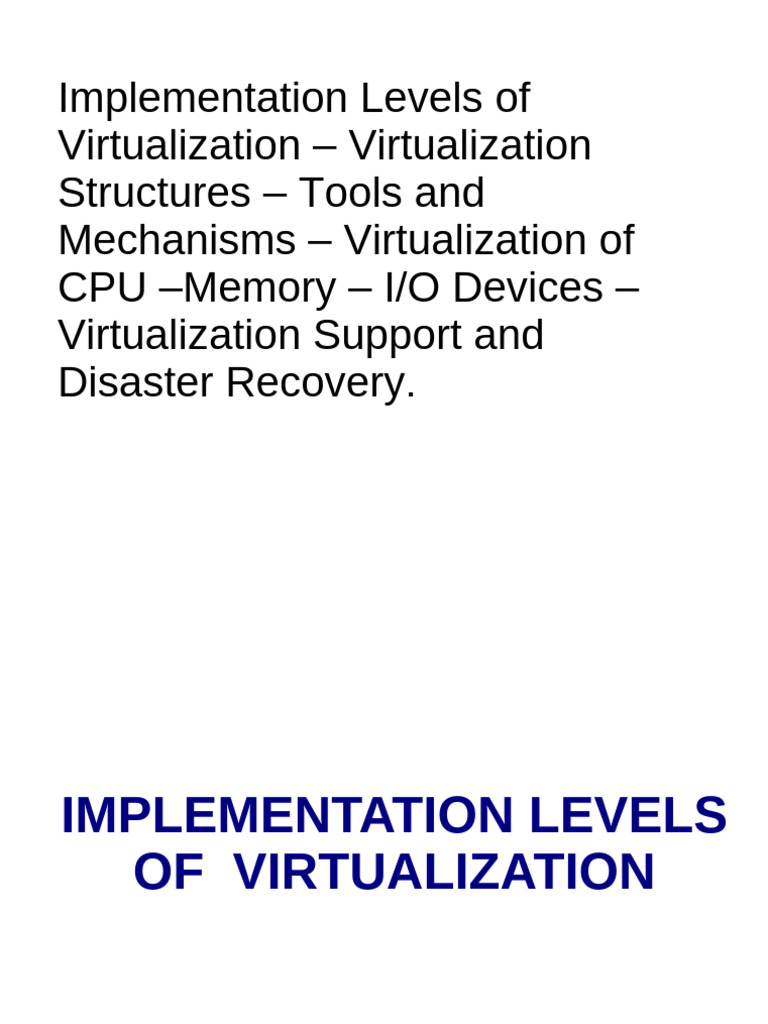 Implementation Levels of Virtualization | PDF