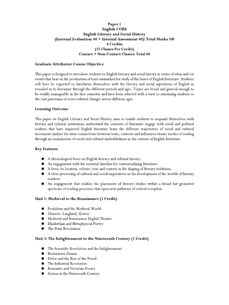 English syllabus fyugp pdf