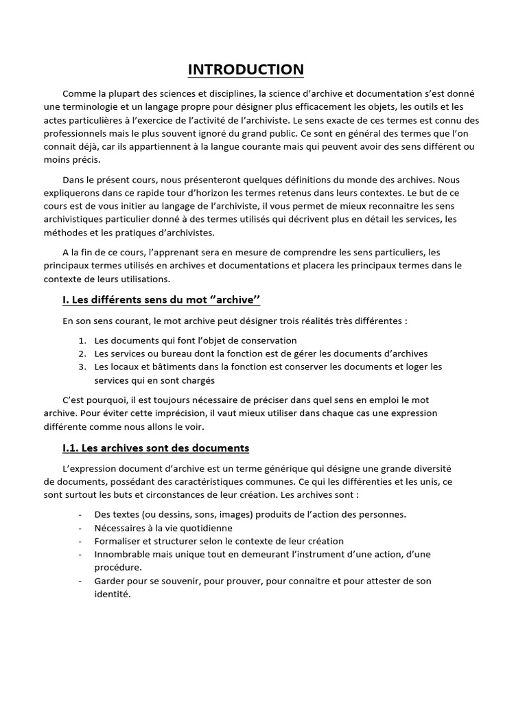 Archives Et Documentations | PDF