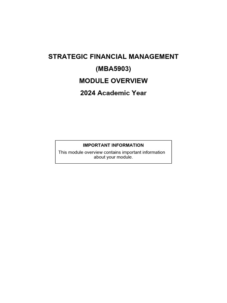 MBA5903 Module Overview - 2024 | PDF