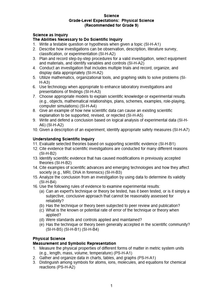 Science-Grade-9 Expectations | PDF