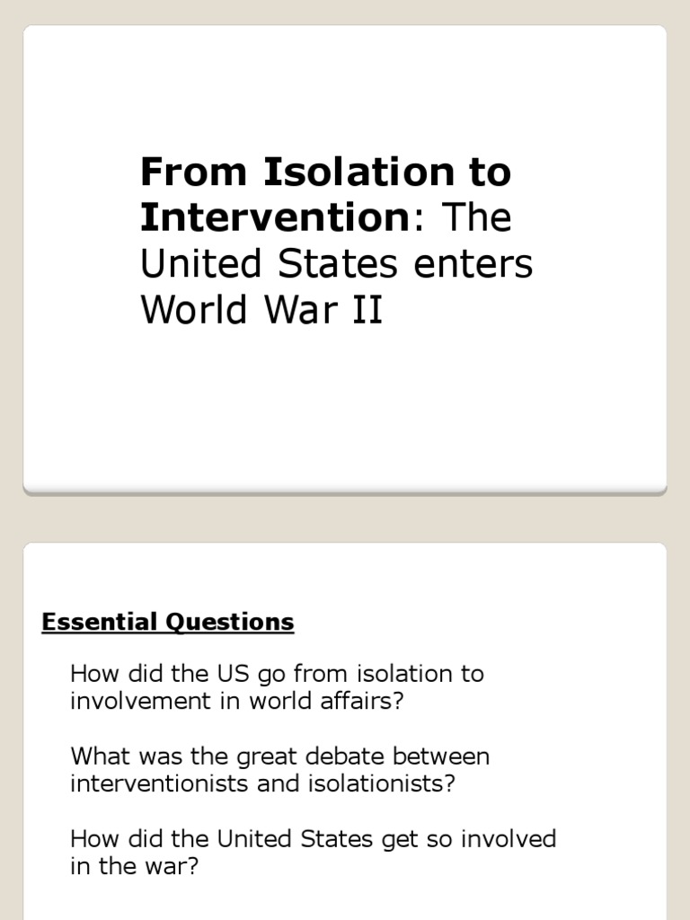 US Shift from Isolation to Intervention | PDF | World War II | Allies ...