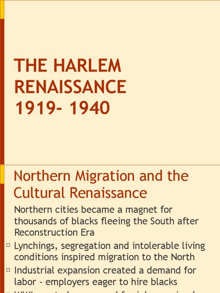 The Harlem Renaissance 1919-1940: Click To Edit Master Subtitle Style ...