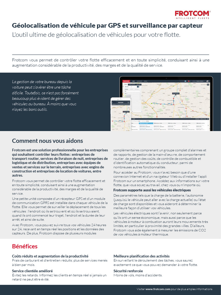 Frotcom Geolocalisation Vehicule Par Gps Et Surveillance Par Capteur ...