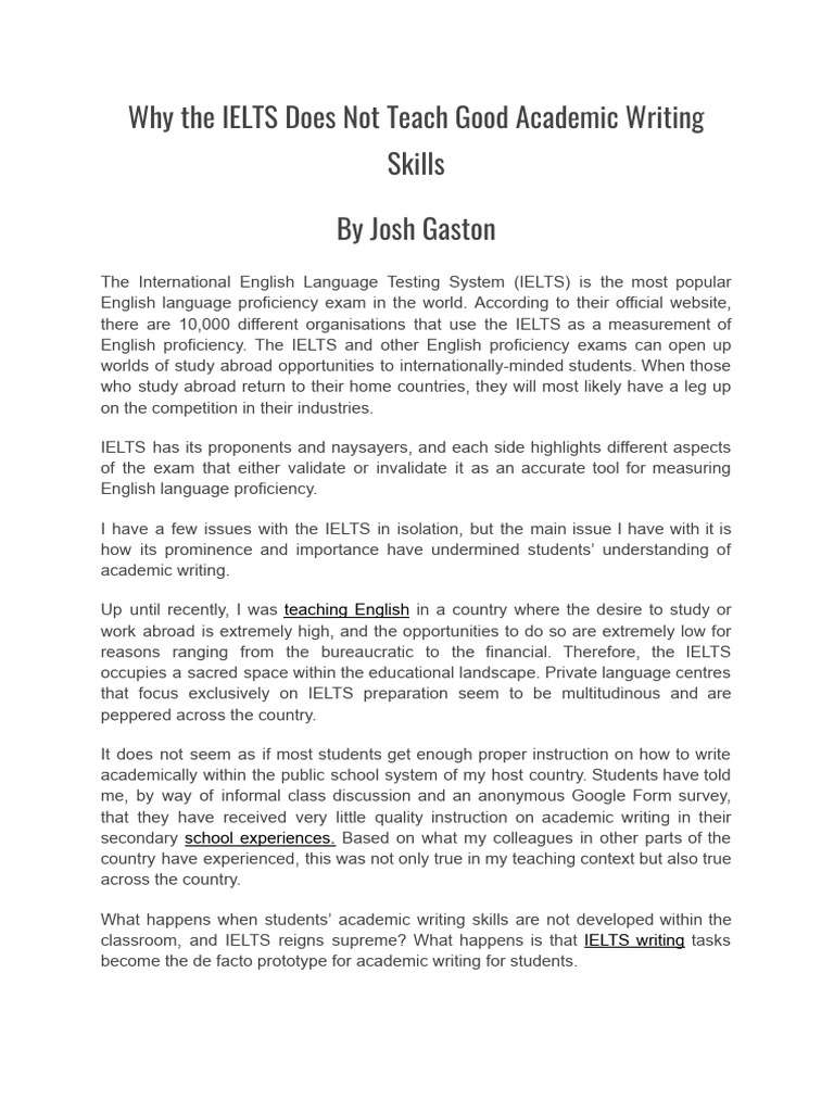 Why the ielts does not teach good academic writing skills pdf